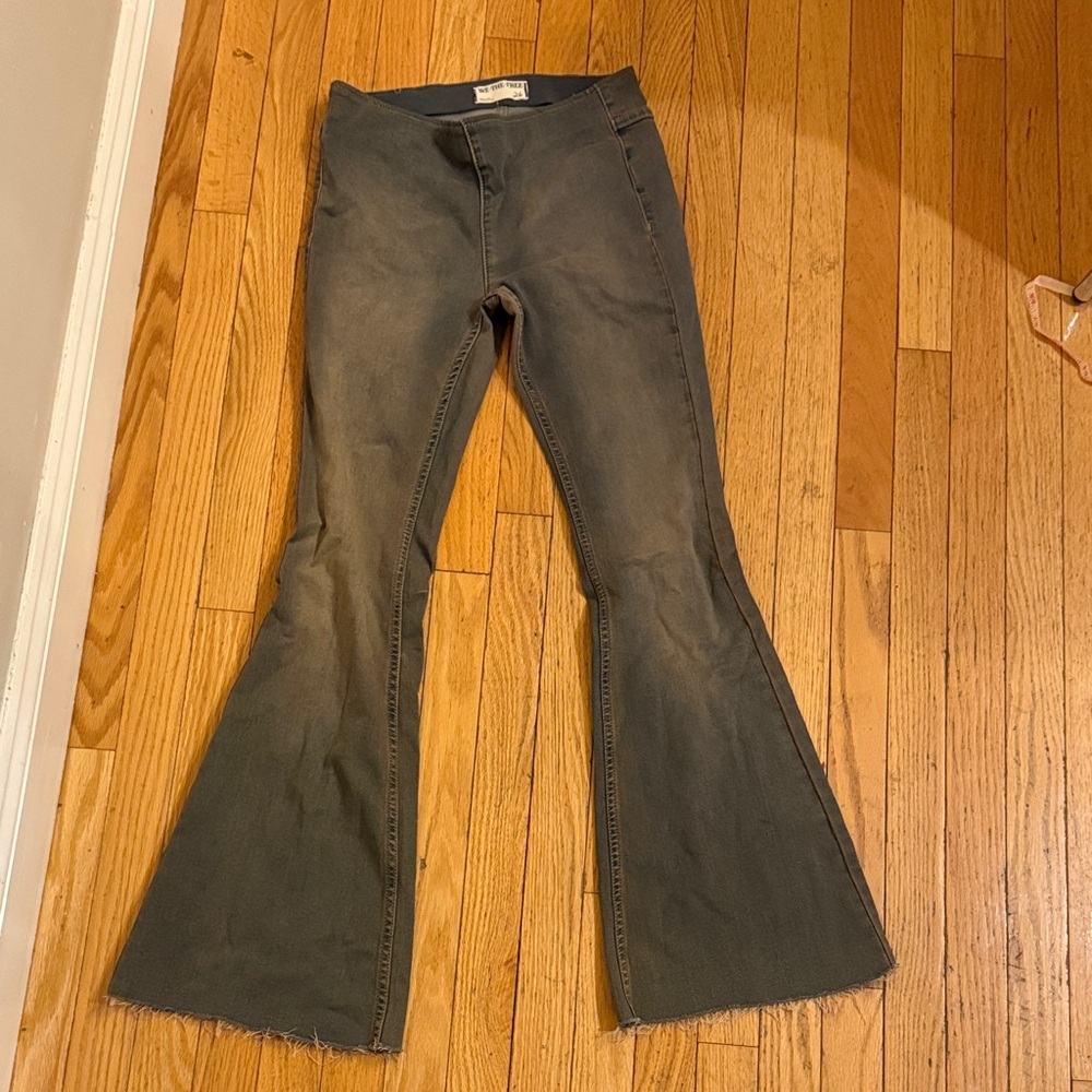 We The Free Jeans Penny Flare Leg Pull On Hippie Boho Festival 26 Gray